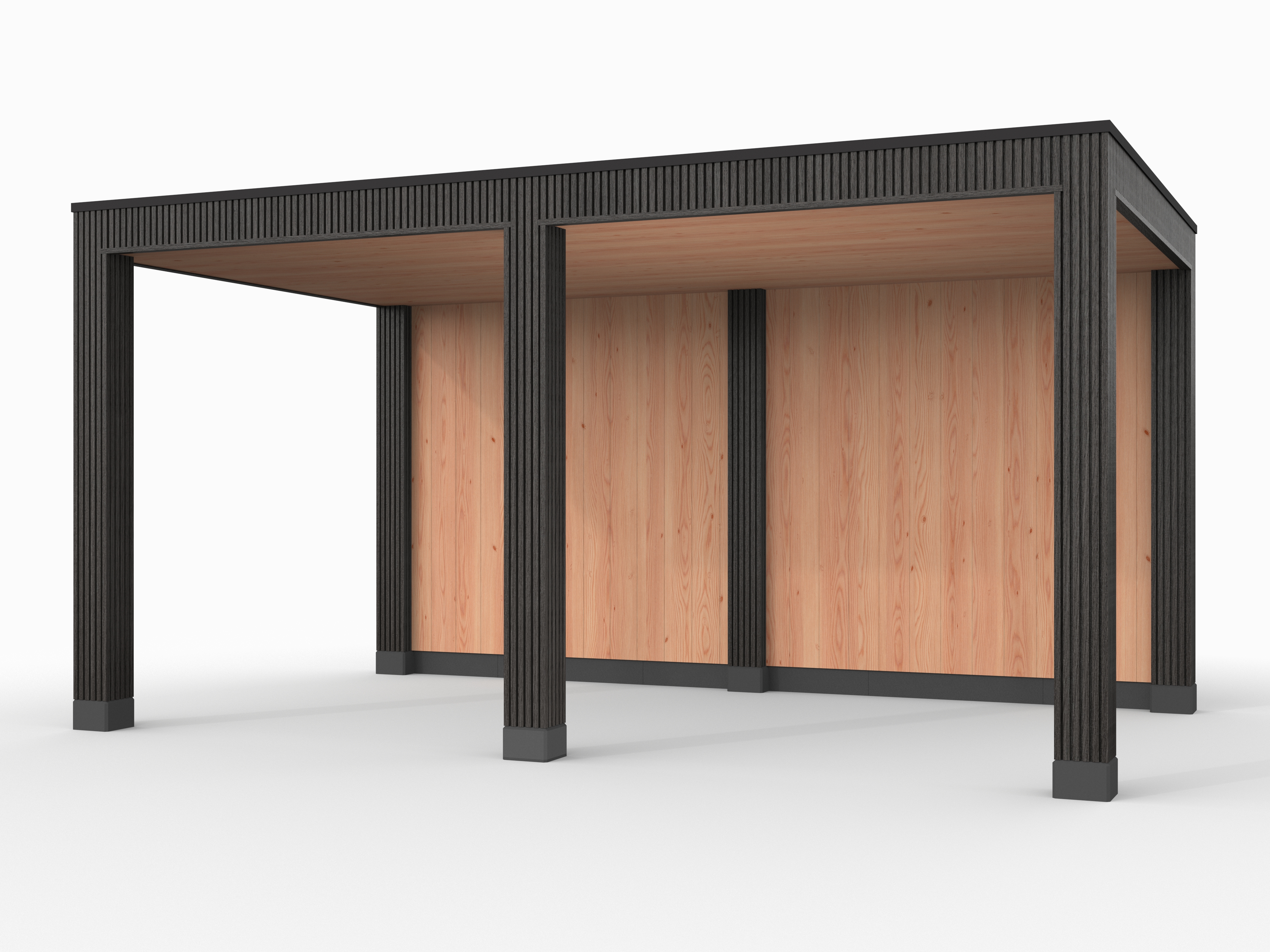 Douglas overkapping, 500 x 300, met achterwand, Westwood Rhombus Zwart - Afbeelding 1